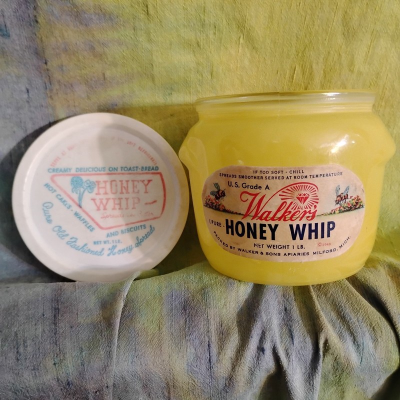 Walker's Honey Whip Jar From 1948 Empty With Lid And Label