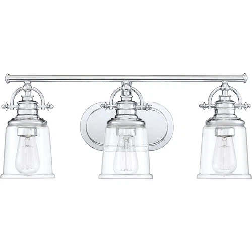 Grant 3-Light Bathroom Vanity Light in Polished Chrome - Picture 2 of 5