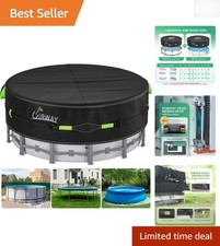 UIRWAY 18 Ft round Pool Cover with Reflective Strips, Swimming Pool Cover for ab