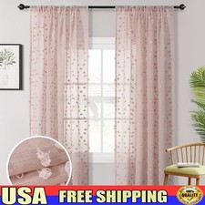 Boho Pom Pom Sheer Curtains Rod Pocket Set Light Filtering Privacy Panels New