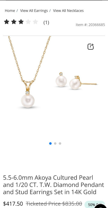 14k Gold Necklace and Earrings with Freshwater Cultured Pearls