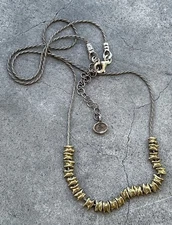 Silpada Precious Pebbles Sterling Silver & Brass Simple Classic Necklace 18”