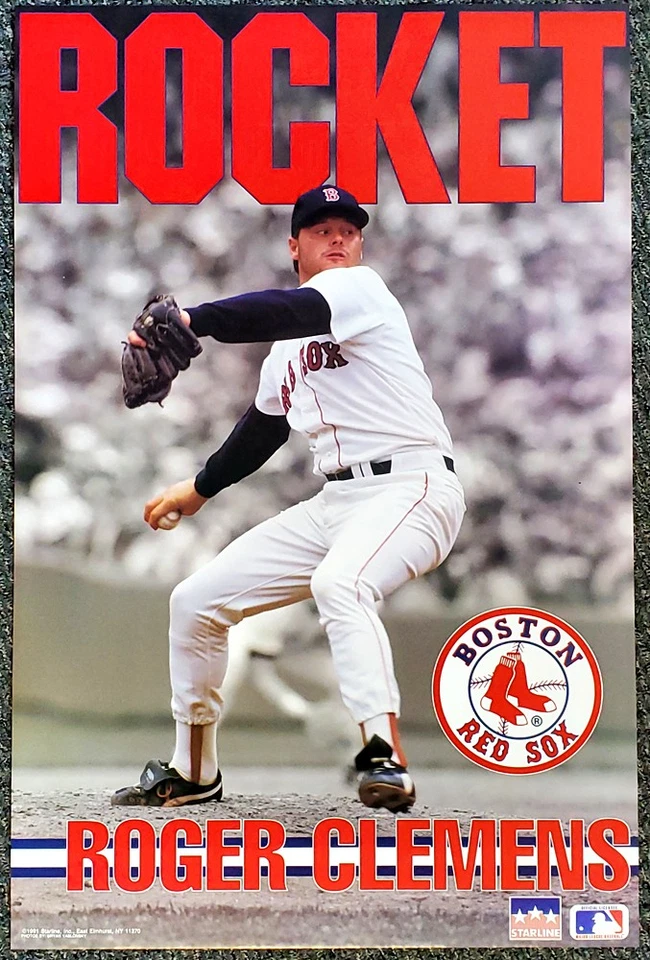SPORTS POSTER WAREHOUSE Roger Clemens ROCKET (1991) Boston Red Sox Starline MLB Action 22x34 POSTER