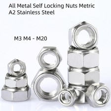 All Metal Self Locking Nuts A2 Stainless Steel M3 M4 M5 M6 M8 M10 - M20 Metric