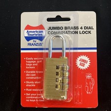American Tourister Jumbo Brass 4 Dial Combination Lock by Francis