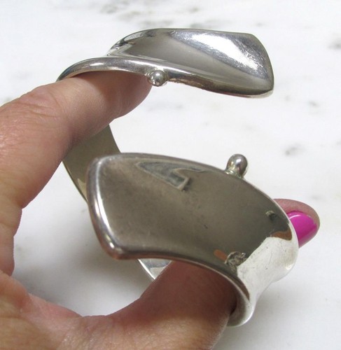 Vintage ATI Sterling Silver Hinged Bangle Bracelet ~ 6-1/4" ~ 58g ~ 3-D411 - Picture 5 of 6