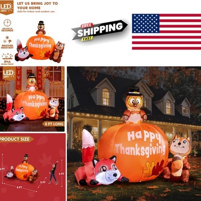 Thanksgiving Inflatable Decoration 6 Foot Turkey Raccoon Squirrel for Outdoors