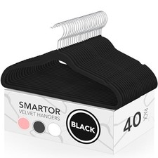 Velvet Hangers Non Slip Clothes Felt Hanger Heavy Duty for Coat, 40 Pack Black