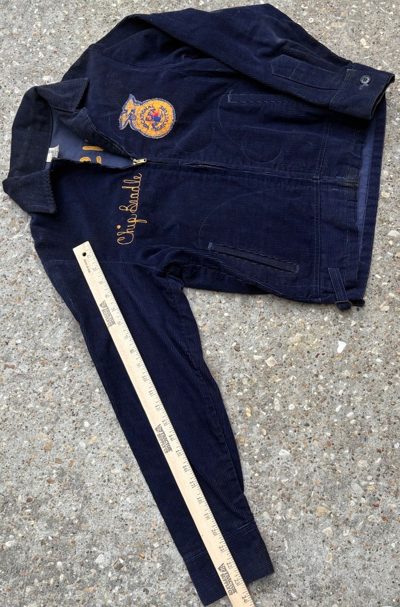 Vtg 70s FFA Louisiana Blue Corduroy Jacket Sz 36 USA