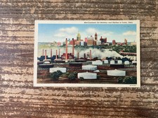Mid-Continent Oil Refinery and Skyline of Tulsa, Oklahoma, Antique Postcard