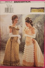Butterick Making History 3012, dress/skirt/bustle, Victorian, Sz 12-16 UNCUT