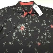 Puma Golf Polo Shirt -M- Black Red Green Floral Short Sleeve Golf Performance