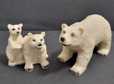 Polar Bear Family Miniature Resin Figurines 3 Piece Arctic Wildlife Set
