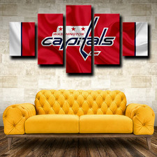 NHL Hockey Sports Team Washington Capitals Logo 5 Piece Panel Canvas Wall Art