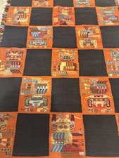 Vtg Handloomed puruvian  Ikat Rug, 