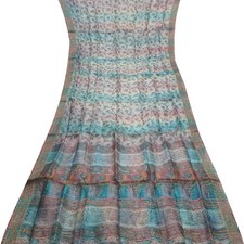 Vintage Multicolor Sarees 100 Pure Silk Printed Indian Sari 5YD Craft Fabric