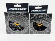 Pro-Line 1/4 Pro-Spec Alum V2  Front / Rear Wheels Set Black/Gold (2) Promoto-MX