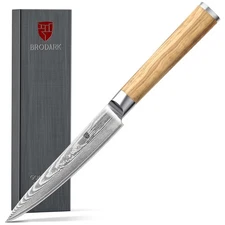 5.5 Inch Paring Knife Japanese Utility w/ Olive Wood Handle Sharp Fruit Cutter