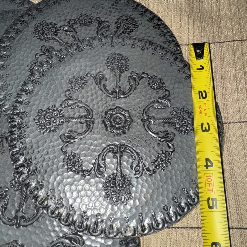 Vintage Antique Hot Plate Mat Silver 6” Felt Back