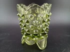 Vintage Fenton Glass Colonial Green Hobnail 3-Footed Sawtooth Toothpick Holder