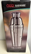 OGGI Dial A Drink Stainless Steel 34oz Cocktail Shaker 15 Recipe
