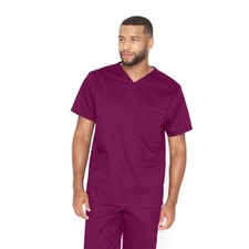 Barco Essentials Omni Top   3 Pocket Unisex V-Neck Scrub Top in Wine Size M