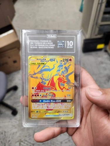 Pokémon Reshiram & Charizard GX Promo SM Black Star SM247 Full Art 2021 TAG 10