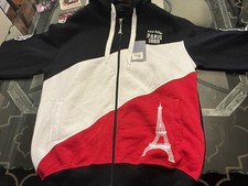 Authentic Zip Front Hoodie France Produit Original Paris Eiffel Tower Size L