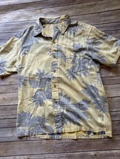 HRH His Royal Highness Yellow Button-Down Short Sleeve Hawaiian Shirt Large