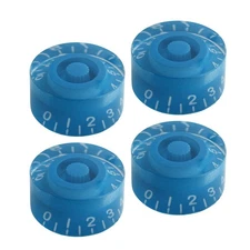 FLEOR 4PCS Barrel Style Blue Volume Tone Control Speed Knobs Guitar Button