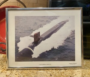 VTG USS Florida SSBN-728 General Dynamics Electric Boat Submarine Framed Photo