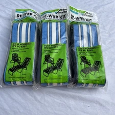 3 Arden Paradise 3" Re-Web Kits Blue & White Stripes Lawn Chair 30 ft 79991 NEW