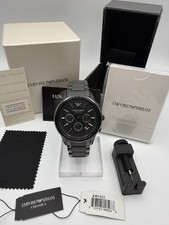 NEW EMPORIO ARMANI AR1452 CERAMIC BLACK DIAL & STRAP MENS WATCH + FREE LINK TOOL