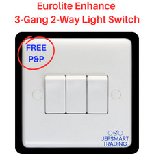3Gang 2Way Light Switch 10A EUROLITE Enhance White Moulded PL3032 3Gang Switch