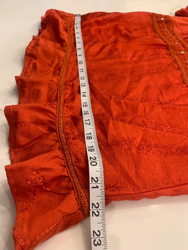 Blusa Studio 1940 taglie forti 14/16W arancione ambra ricamata manica in raso NUOVA - Foto 4 di 12