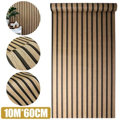10M Selbstklebende Wandpaneele aus Holzlamellen 3D Effekt einfache DIY-Tapete
