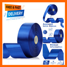 Blue Satin Ribbon 1-1/2 Inch Wide 60 Yards Solid Polyester Gift Wrapping Crafts