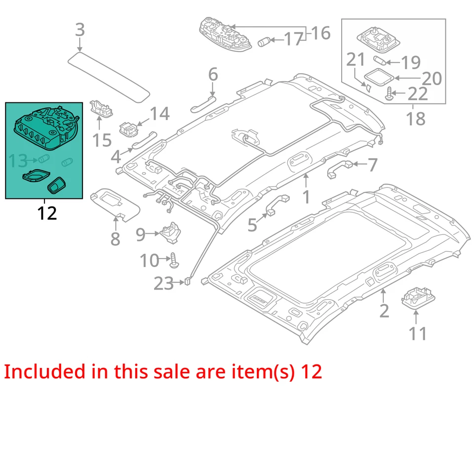 Used Front Upper Center Console fits: 2015 Hyundai Santa fe roof w/sunroof w/pow Foto 2 de 4
