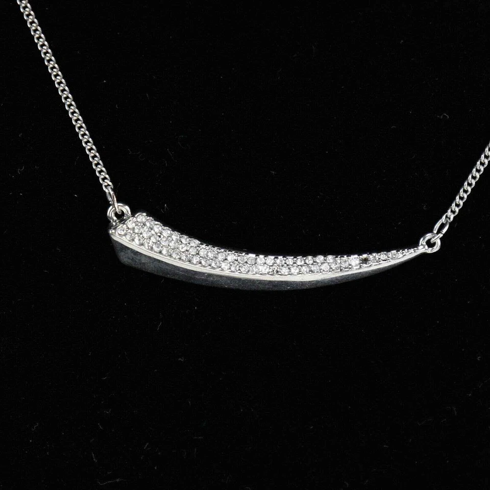 Collar colgante en forma de cuerno de cristal tono plata BCBGeneration Foto 3 de 4