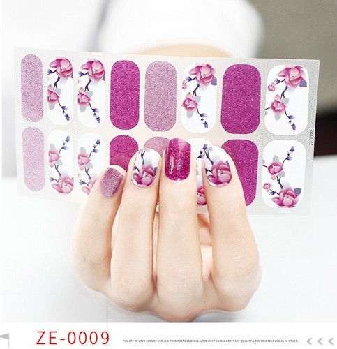 Full Size Nail Wraps Stickers Flower Manicure Art Self Stick Decor 3D Strip NS27 - Picture 9 of 21
