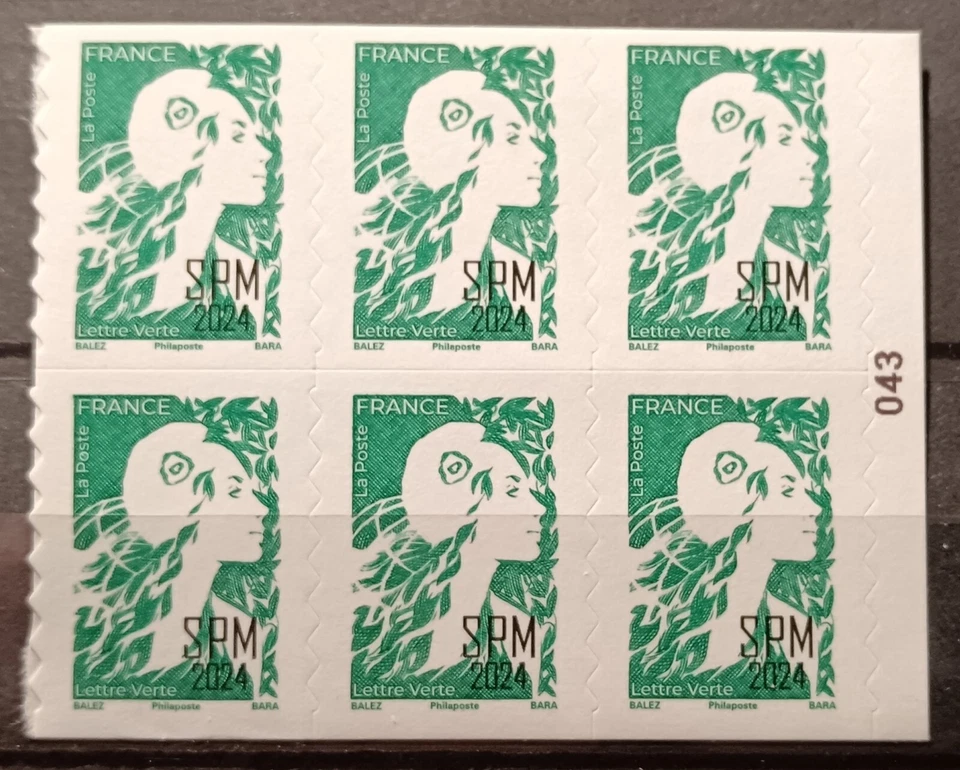 Lot 6 Timbres ** MARIANNE SURCHARGE SP&M 2024 ( 1/2 Carnet) - Photo 1/1