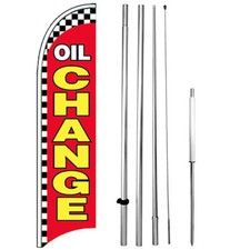 OIL CHANGE - Windless Swooper Flag Kit 15' Feather Banner Sign rb-h