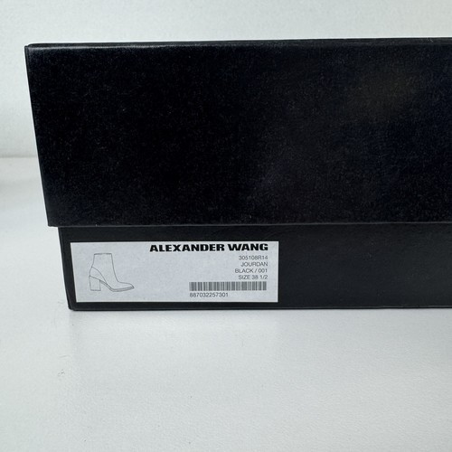 ALEXANDER WANG Jourdan Black Leather Ankle Boot Heel Size 38.5 / 8 Women’s Box - Picture 11 of 11