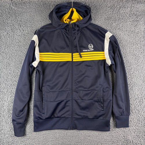 Sergio Tacchini Hoodie Mens Medium Blue Track Suit Jacket Casuals Terraces Y2K
