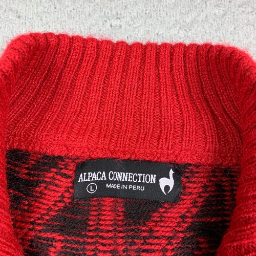 Alpaca Connection Sweater Womens Large Red Geometric 1/4 Zip Wool Blend Llama - Picture 3 of 10