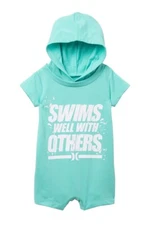 Hurley Infant Boy's 24M Green Swim Short Sleeves 1 Pc Romper Outfit Bodysuit