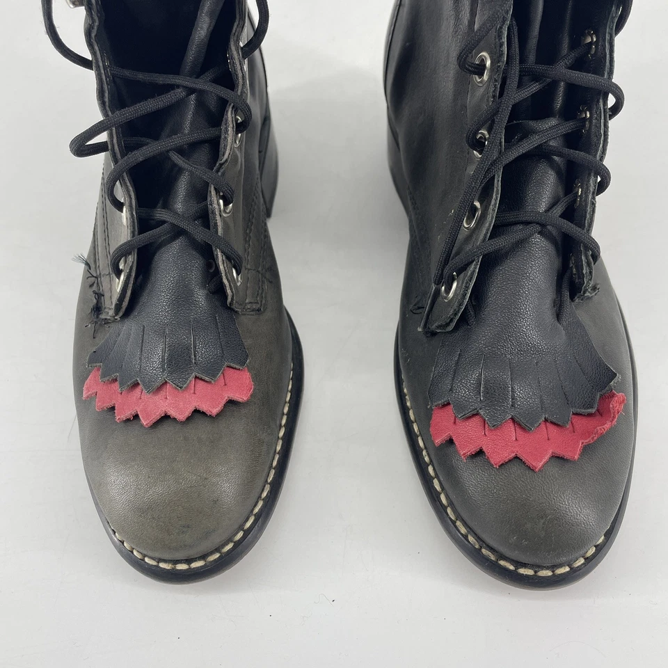 Женские Laredo кожаный Roper ботинки размер 5 1/2 черный/красный язык вставить - Изображение 2 из 4