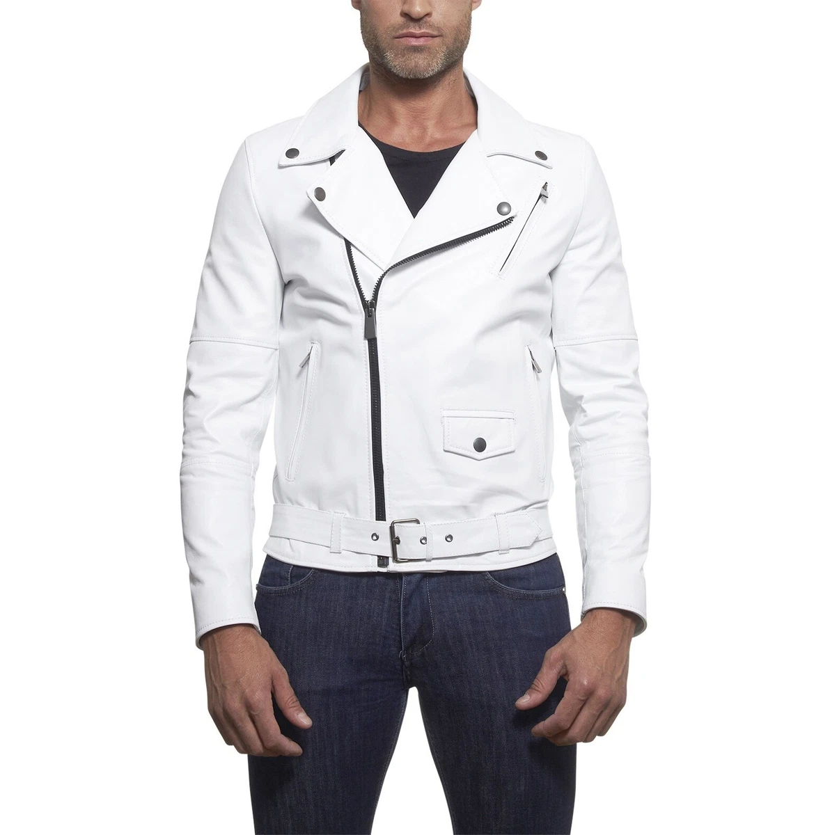 Winter white leather clearance jacket