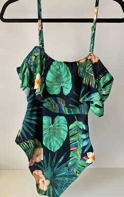 Maillot De Bain Une Pièce Floral Jungle Cacelin - Taille L Vert - Neuf Avec étiquettes