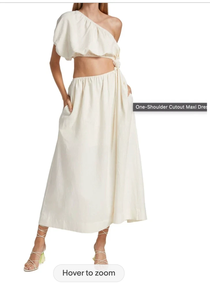 OFF WHITE Maxi abito Farm Rio con una spalla taglia small bianco sporco nuove etichette